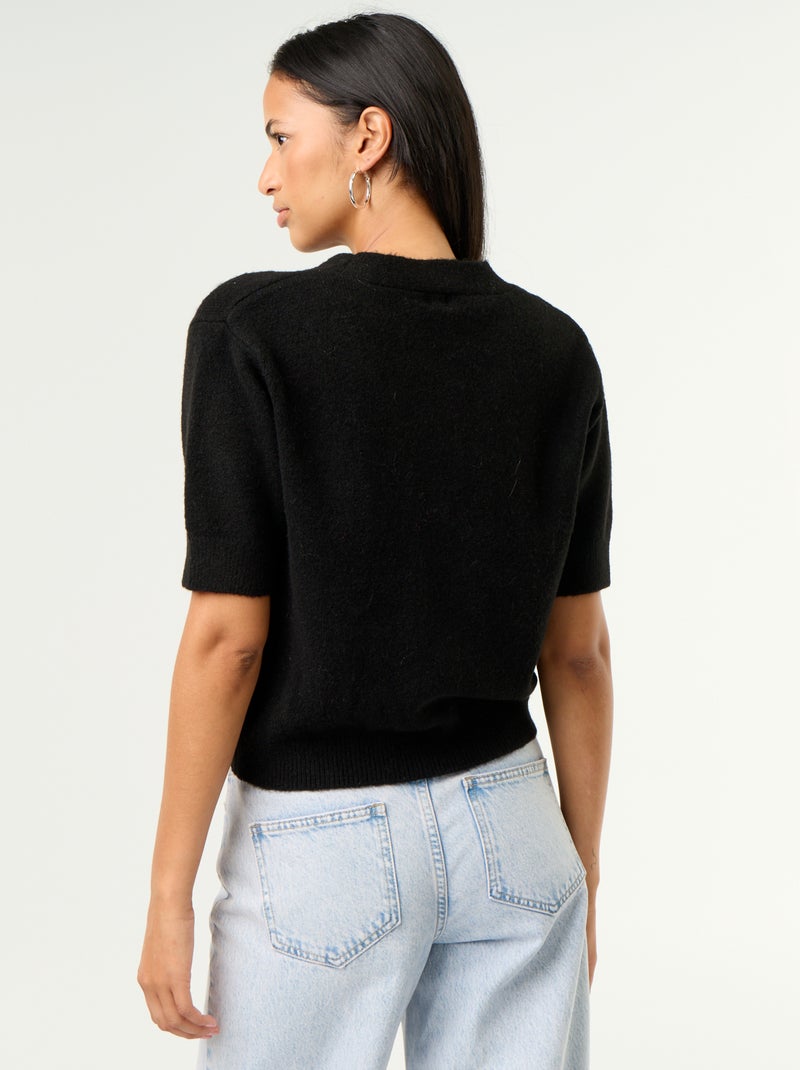 Gilet col V sans manches Noir - Kiabi