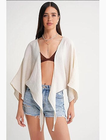 Gilet col v texturé mixray