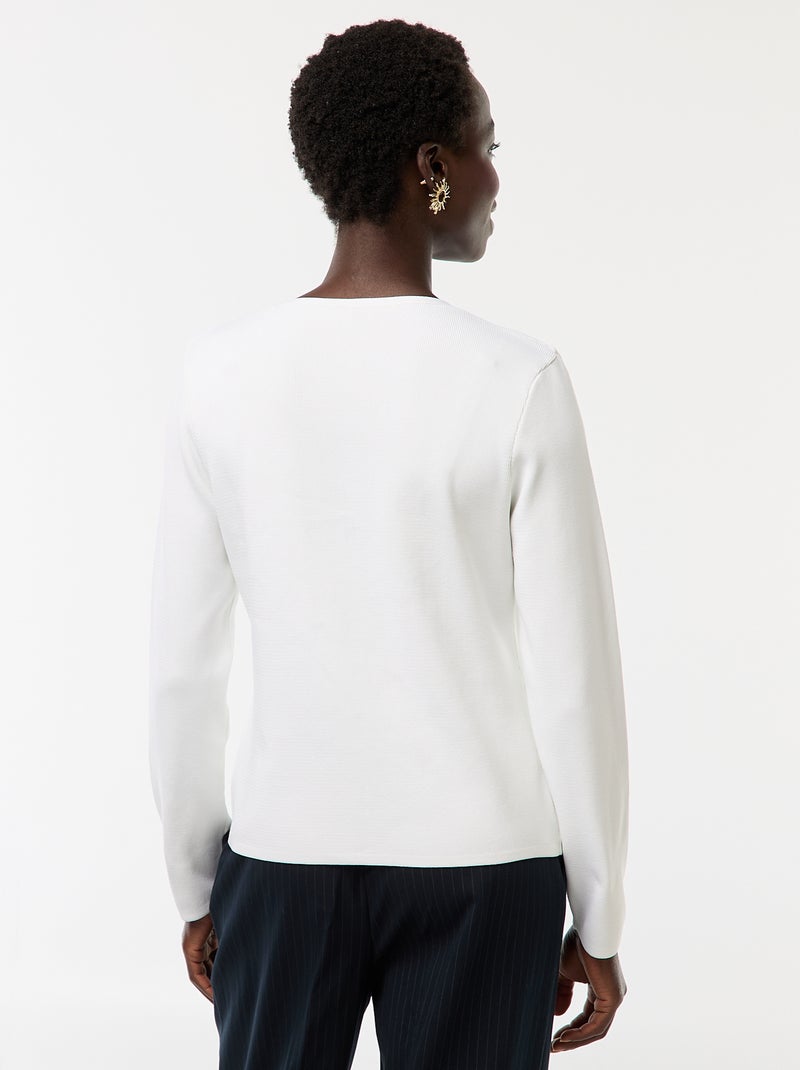 Gilet côtelé à manches longues Blanc - Kiabi