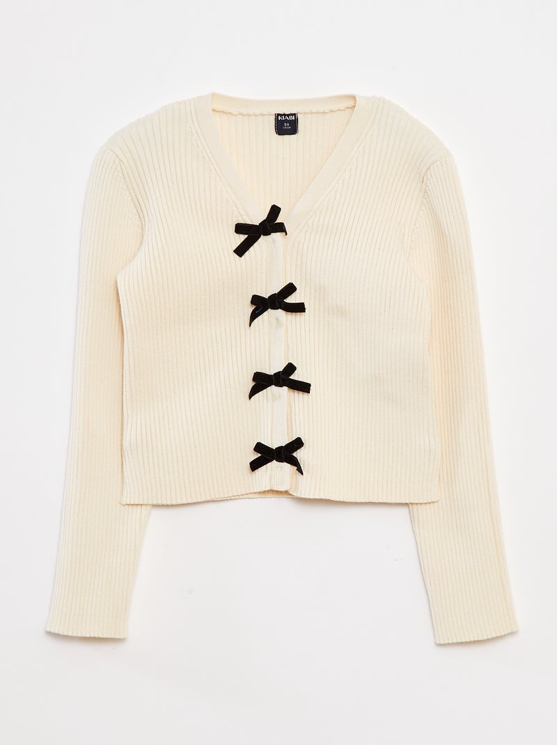 Gilet côtelé avec nœuds en velours Blanc - Kiabi