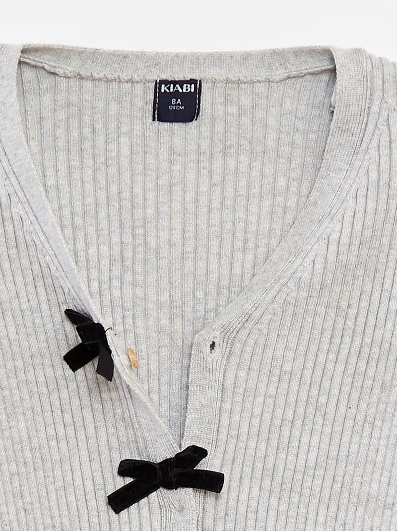 Gilet côtelé avec nœuds en velours Gris - Kiabi