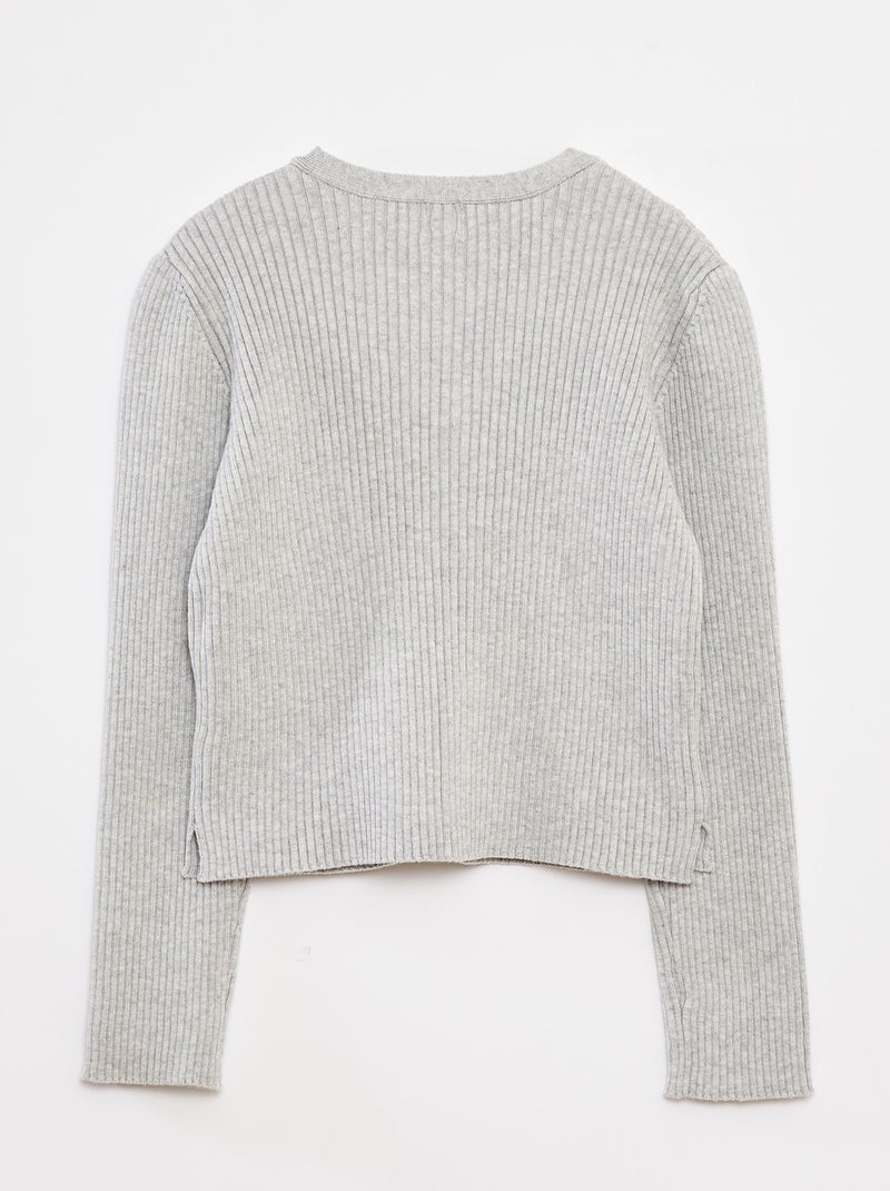 Gilet côtelé avec nœuds en velours Gris - Kiabi