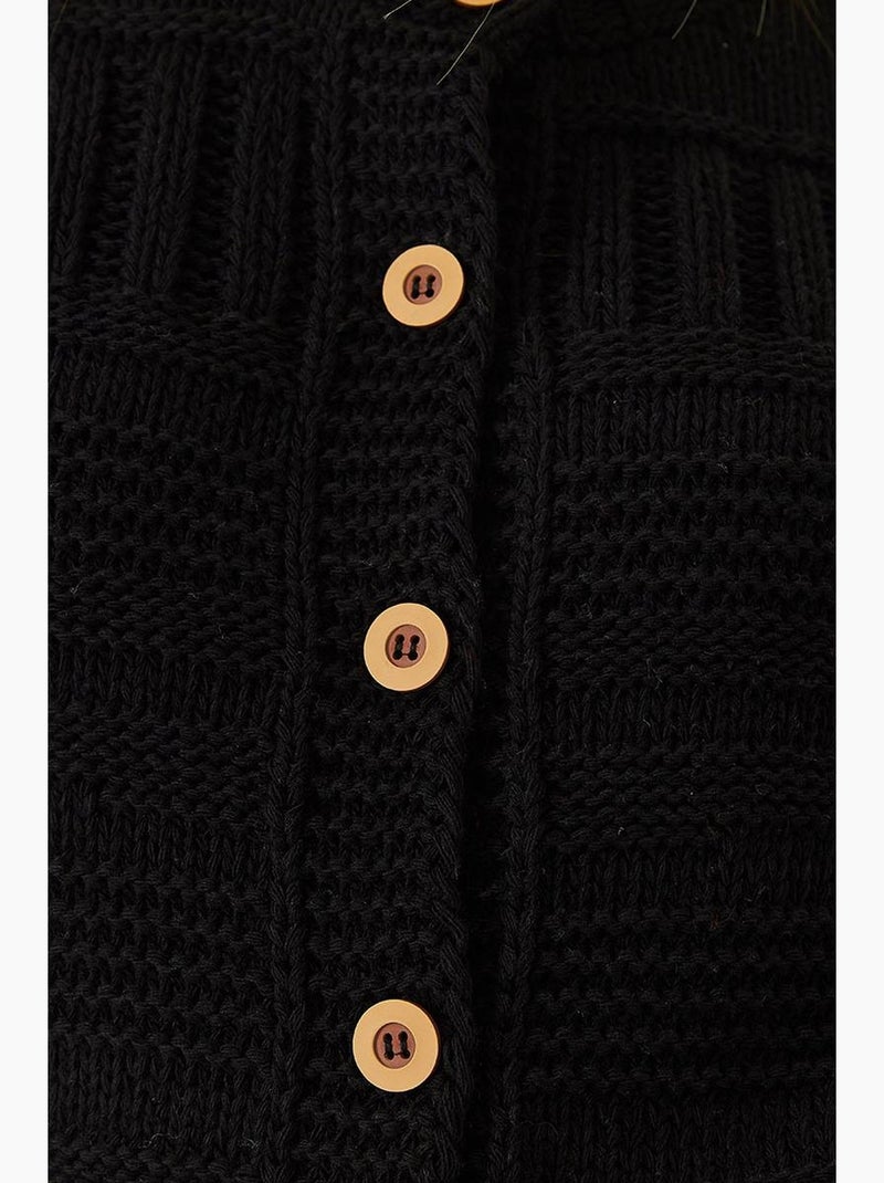 Gilet côtelé boutonné à col rond lucci Noir - Kiabi