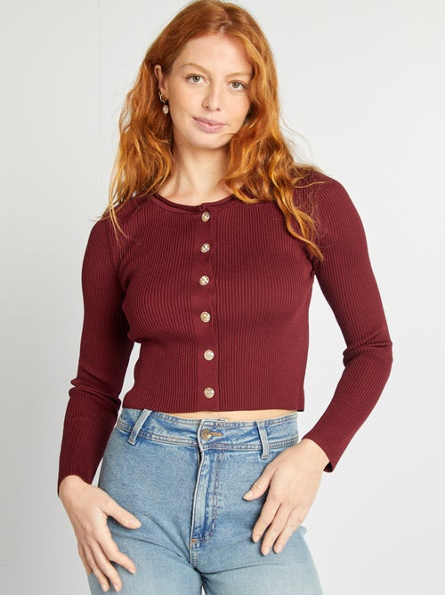 Gilet côtelé crop top - Kiabi