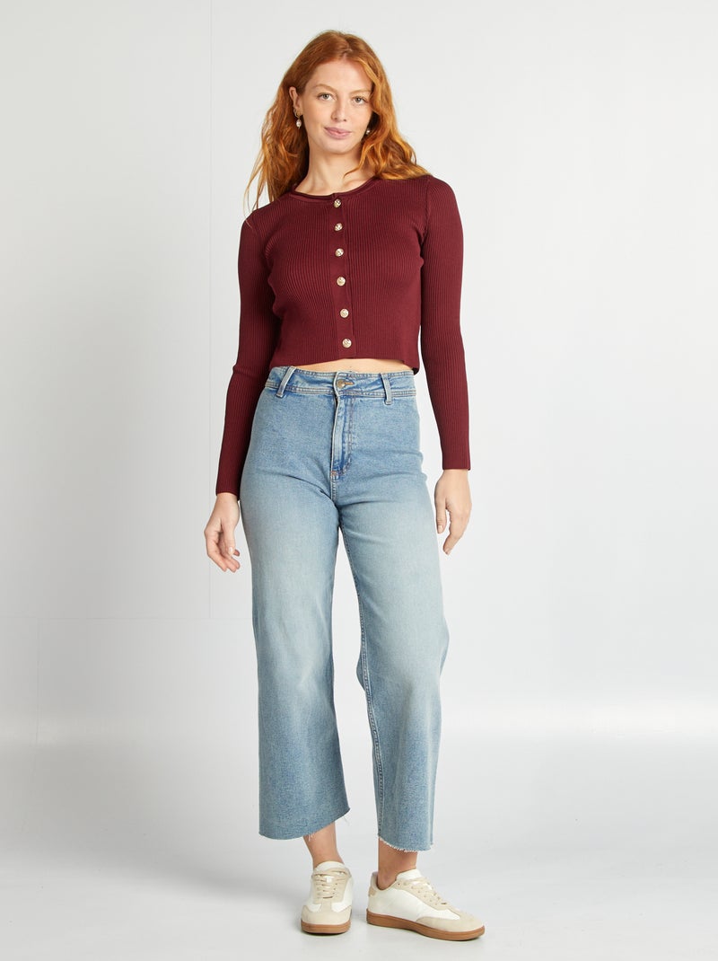 Gilet côtelé crop top Bordeaux - Kiabi