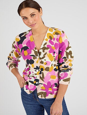 Gilet côtelé imprimé fleurs - Damart