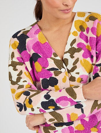 Gilet côtelé imprimé fleurs - Damart