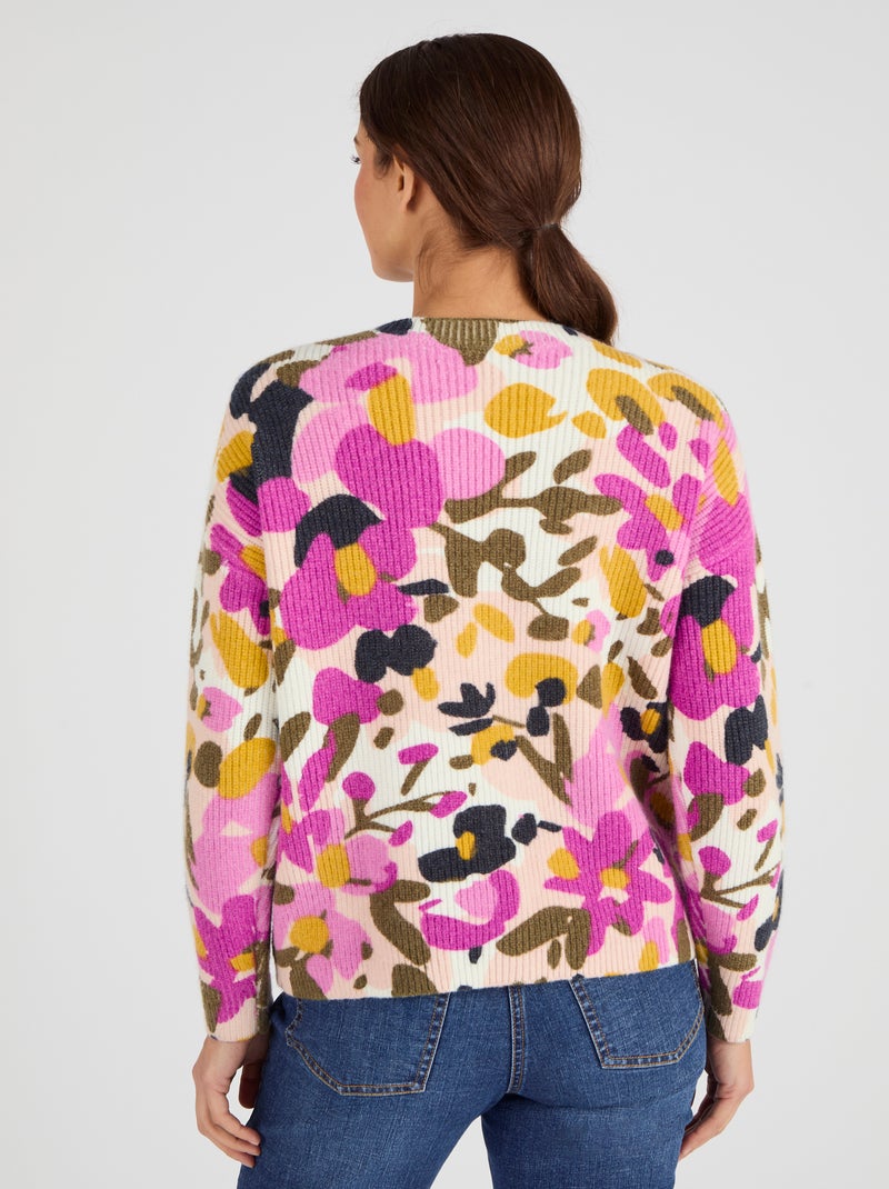 Gilet côtelé imprimé fleurs - Damart Blanc - Kiabi