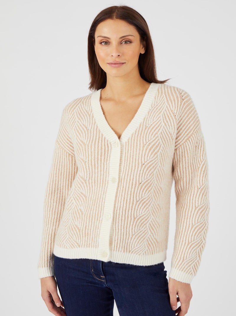 Gilet côtes anglaise Thermolactyl - Damart Beige chiné - Kiabi