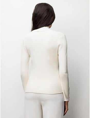 Gilet coupe ajustée à col roulé mi-long et fermeture boutonnée mixray