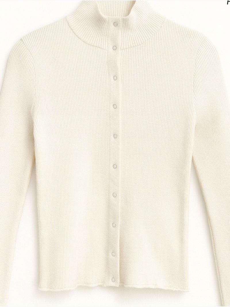 Gilet coupe ajustée à col roulé mi-long et fermeture boutonnée mixray Beige - Kiabi