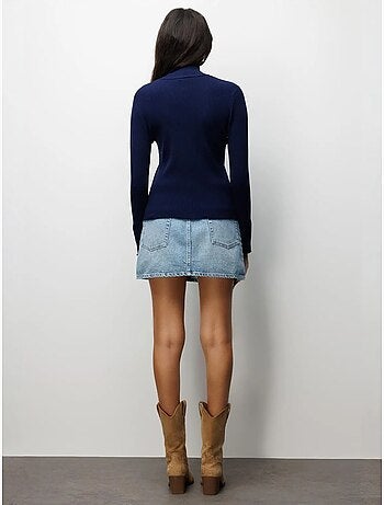 Gilet coupe ajustée à col roulé mi-long et fermeture boutonnée mixray