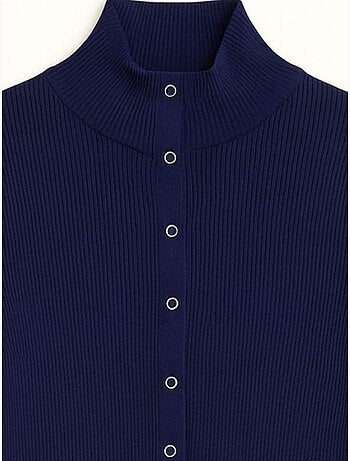 Gilet coupe ajustée à col roulé mi-long et fermeture boutonnée mixray