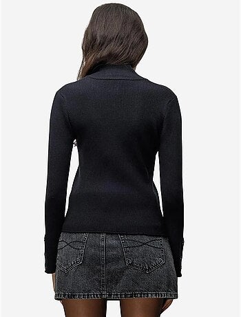 Gilet coupe ajustée à col roulé mi-long et fermeture boutonnée mixray