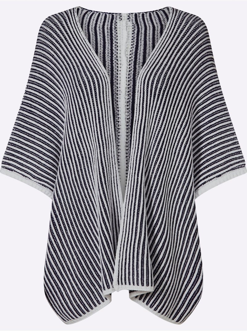 Gilet Coupe Ouverte - Taille Standard - Helline Ecru/Marine - Kiabi