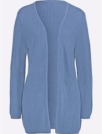 Veste en tricot ouverte à col V et manches longues - Taille standard - Moda Vilona