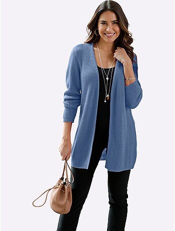 Veste en tricot ouverte à col V et manches longues - Taille standard - Moda Vilona