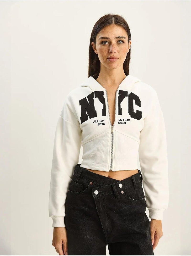 Gilet court à capuche imprimé lucci Blanc - Kiabi