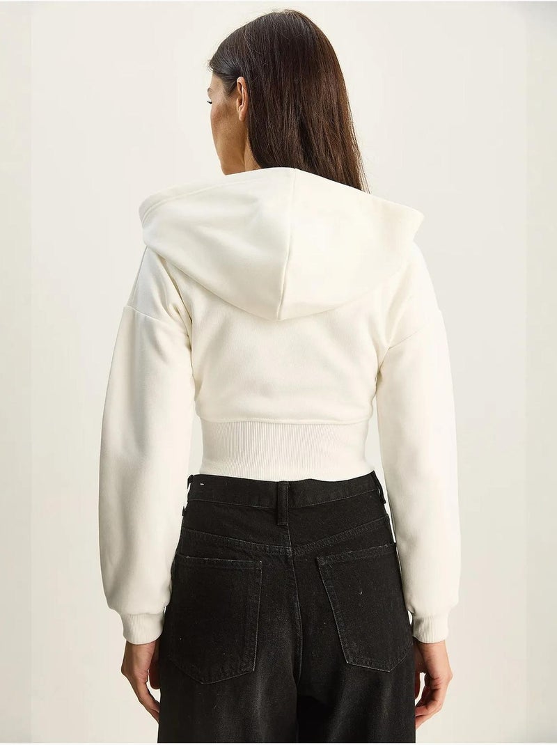 Gilet court à capuche imprimé lucci Blanc - Kiabi