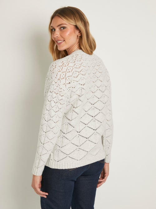 Gilet court ajouré col V boutonné uni - Kiabi