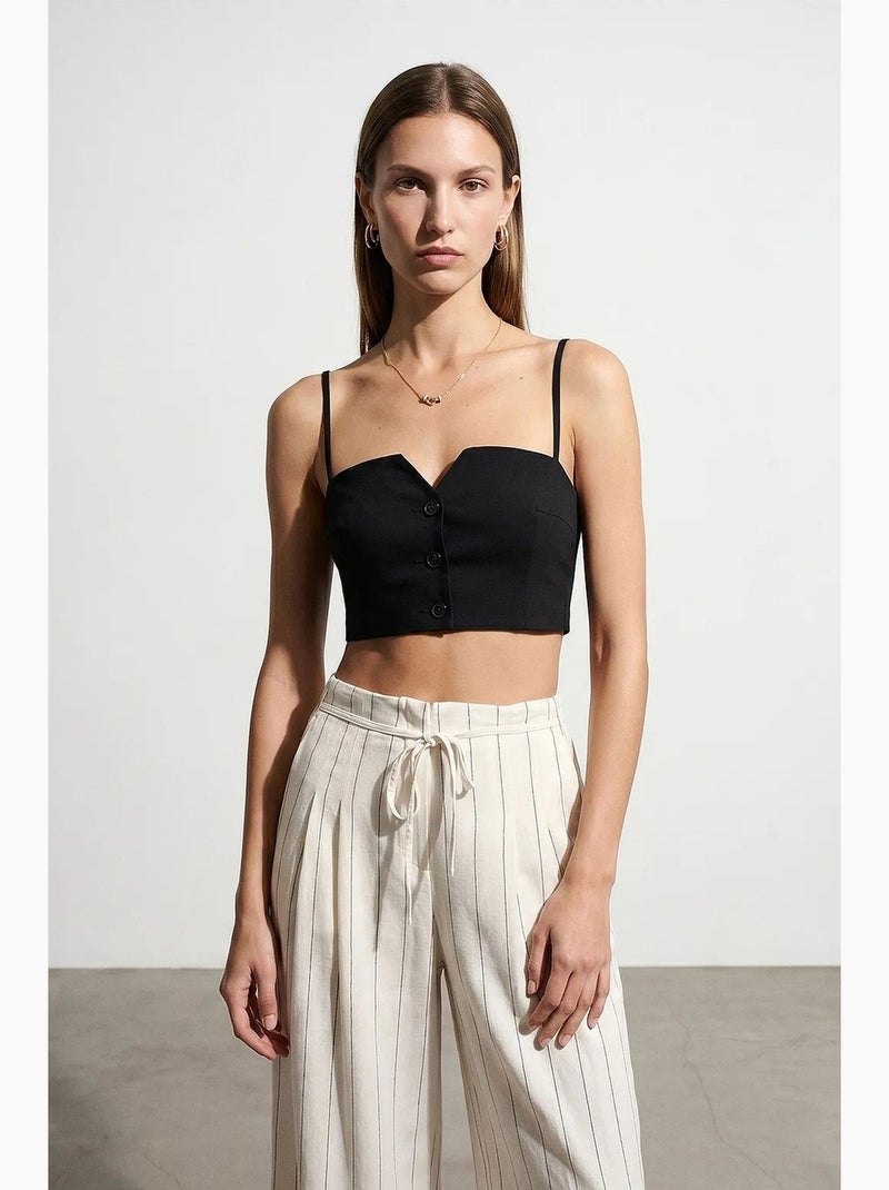 Gilet court ajusté à col cœur dilvin Noir - Kiabi