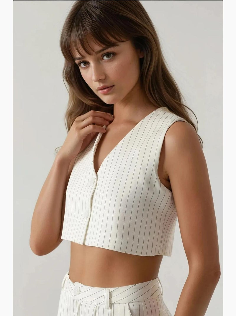 Gilet court ajusté à rayures collection pika hiccup Blanc - Kiabi