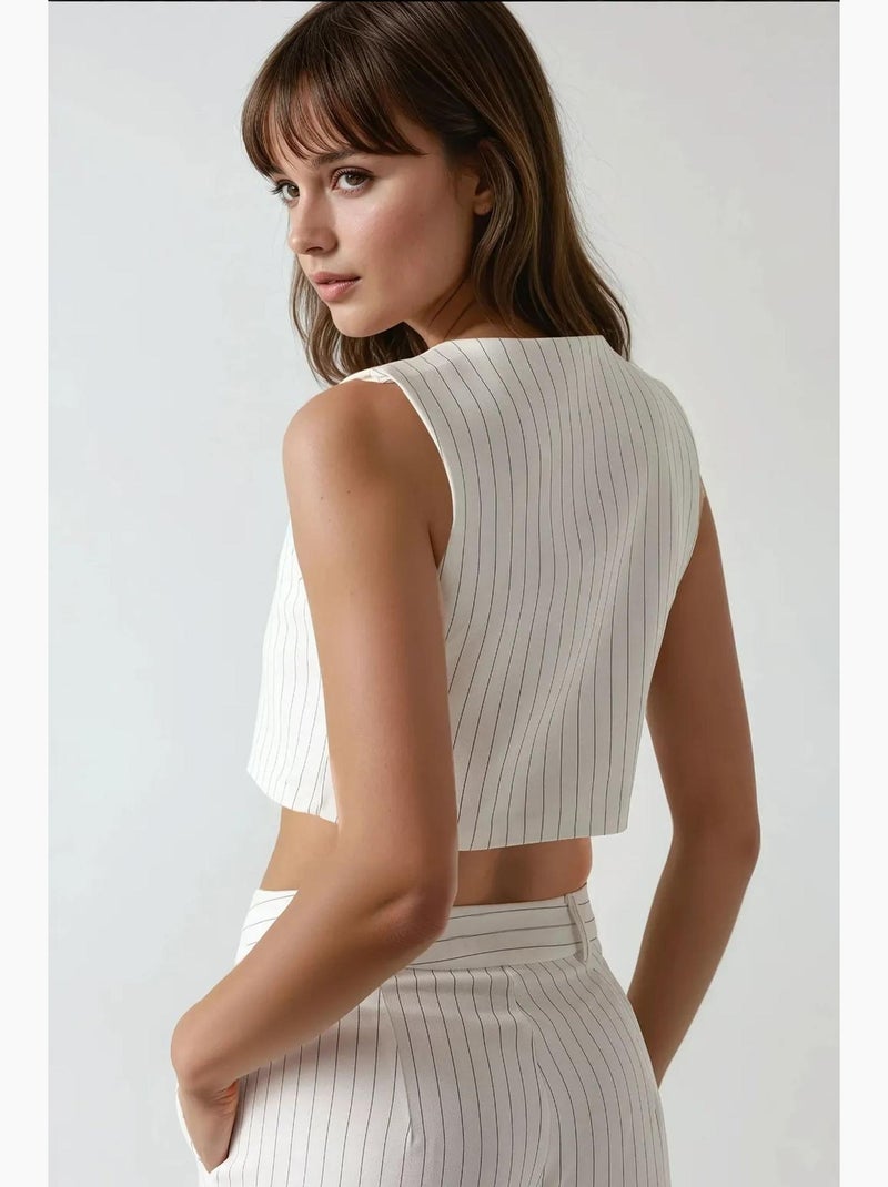 Gilet court ajusté à rayures collection pika hiccup Blanc - Kiabi