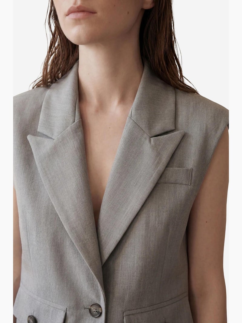 Gilet court boutonné à col de veste my fashion Gris - Kiabi