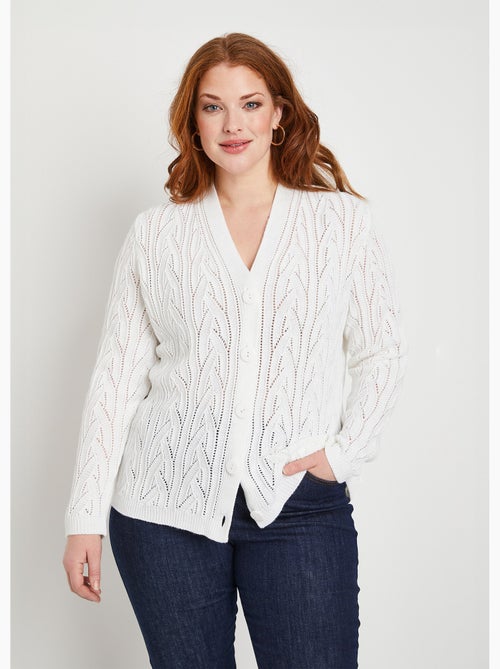 Gilet court boutonné ajouré - Afibel - Kiabi