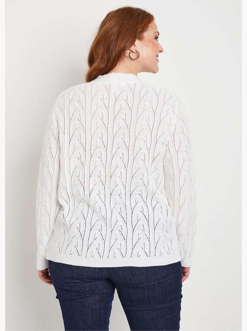 Gilet court boutonné ajouré - Afibel Blanc - Kiabi