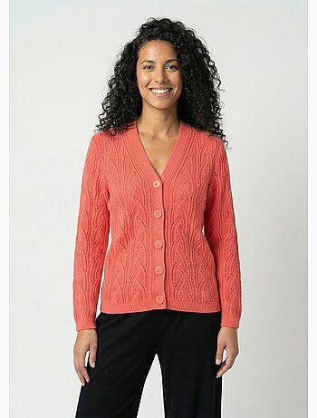 Gilet court boutonné ajouré - Afibel