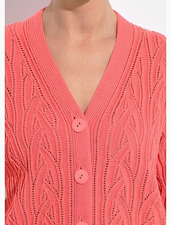 Gilet court boutonné ajouré - Afibel