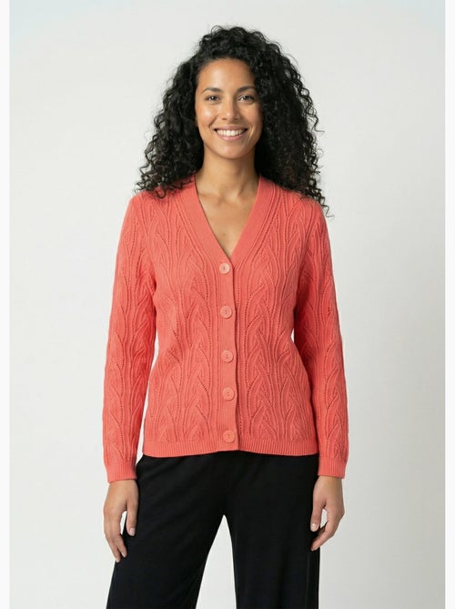 Gilet court boutonné ajouré - Afibel - Kiabi