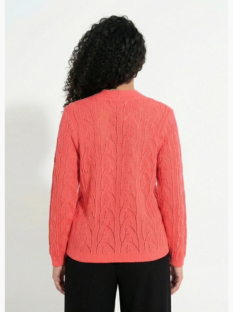 Gilet court boutonné ajouré - Afibel Corail - Kiabi