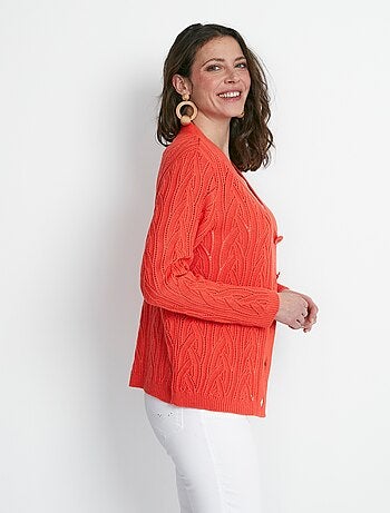 Gilet court boutonné ajouré - Afibel