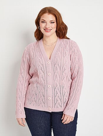 Gilet court boutonné ajouré - Afibel