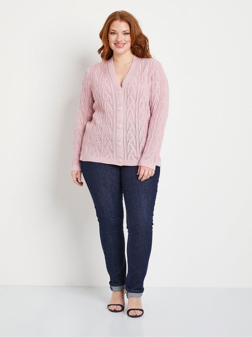 Gilet court boutonné ajouré - Afibel - Kiabi