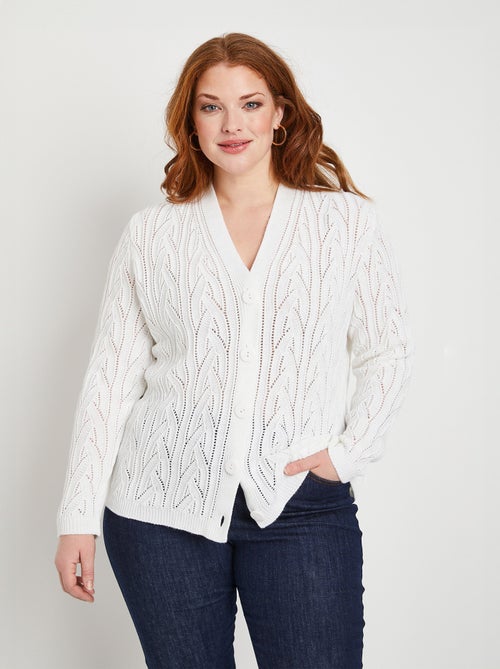 Gilet court boutonné ajouré - Kiabi