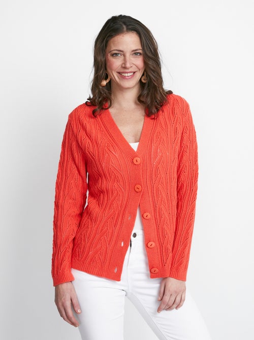 Gilet court boutonné ajouré - Kiabi