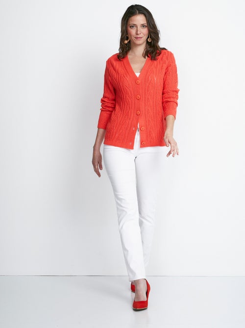 Gilet court boutonné ajouré - Kiabi