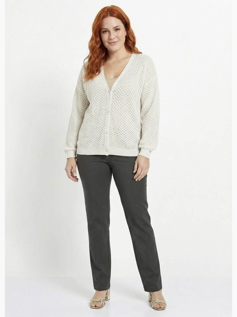 Gilet court boutonné col V manches longues - Afibel Beige - Kiabi