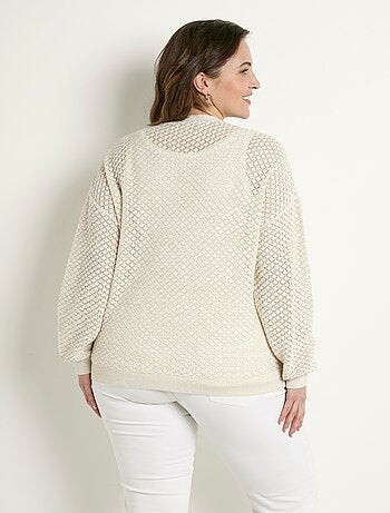 Gilet court boutonné col V manches longues