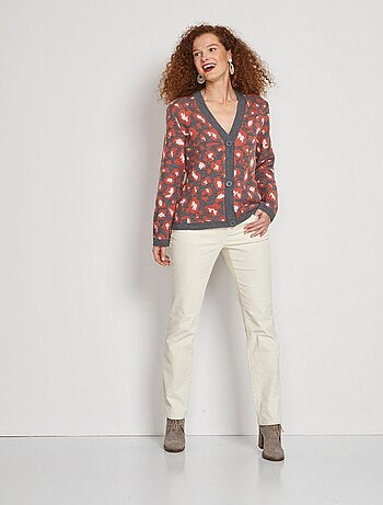 Gilet court boutonné jacquard léopard