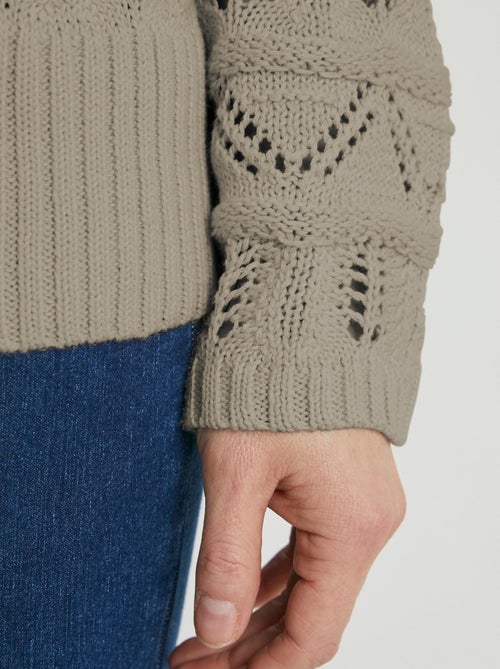 Gilet court boutonné maille ajourée - Afibel - Kiabi