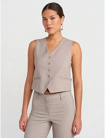 Gilet court ceinturé à col v dilvin