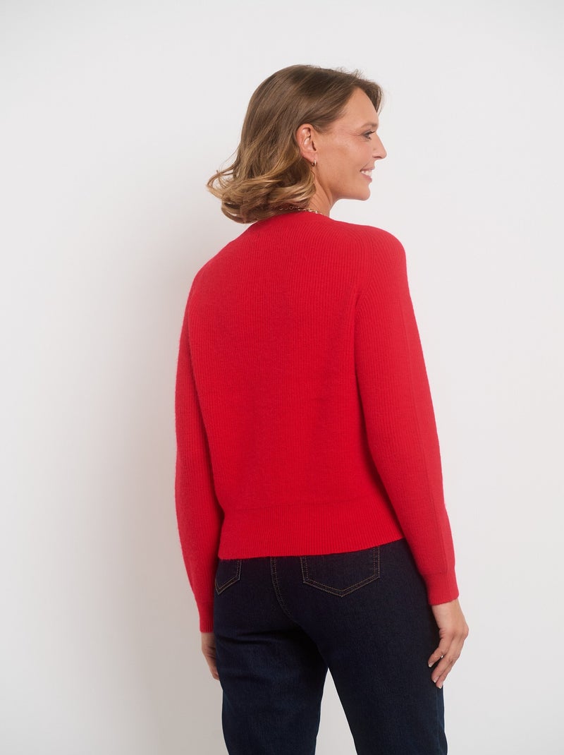 Gilet court col V boutons contrastés Rouge - Kiabi