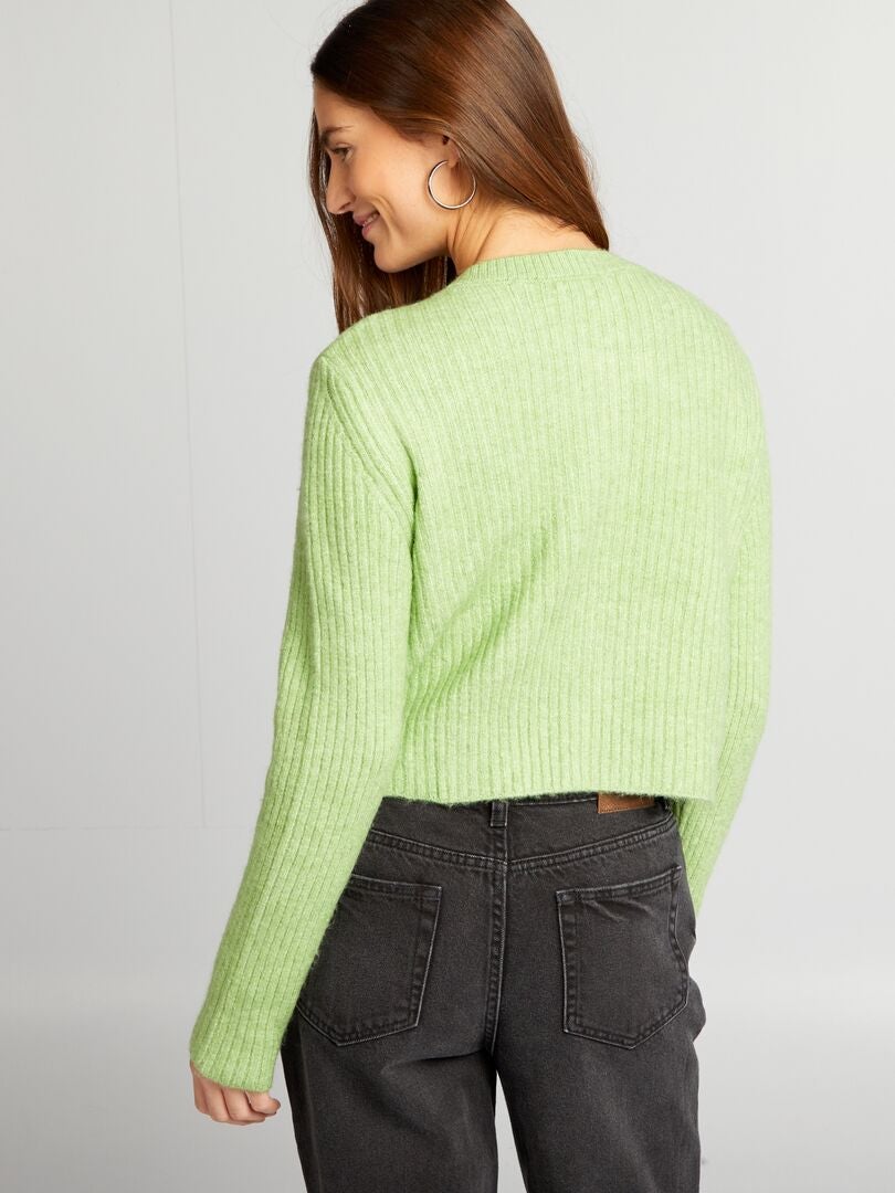 Gilet Maille Vert, Boutons, Talia Benson, Taille Unique, Laine Mohair, Neuf Avec étiquettes