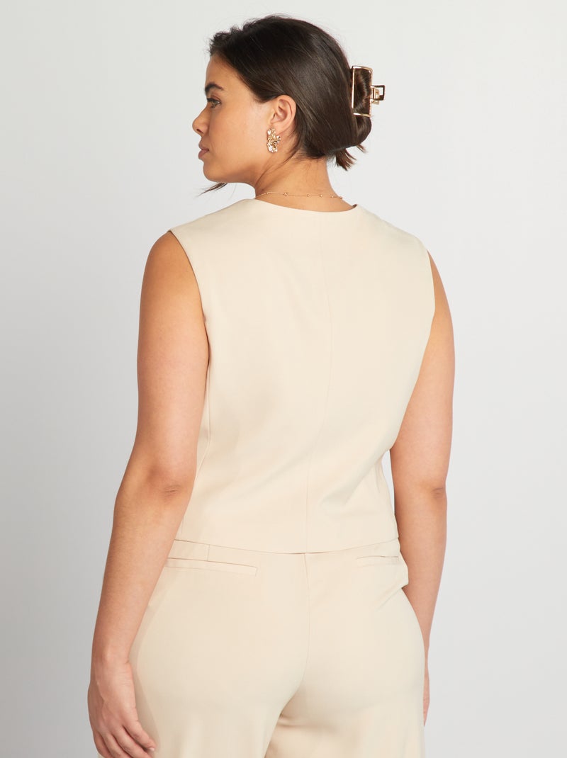 Gilet court de tailleur sans manches Beige - Kiabi