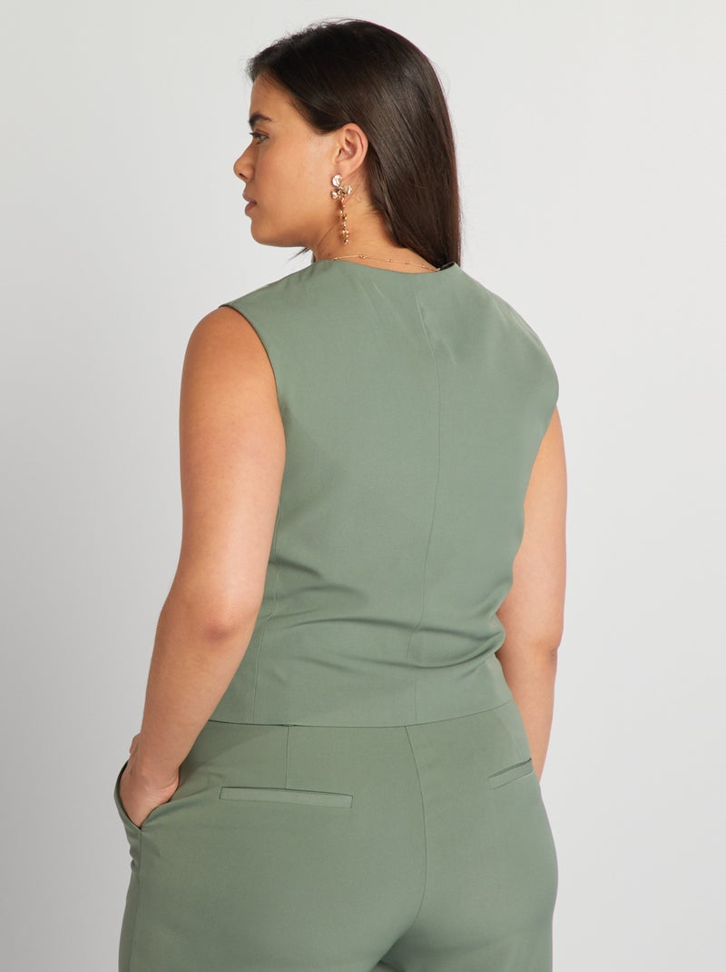 Gilet court de tailleur sans manches Vert - Kiabi
