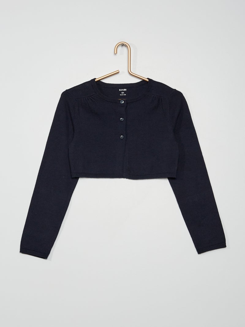 Gilet court en coton bleu marine - Kiabi